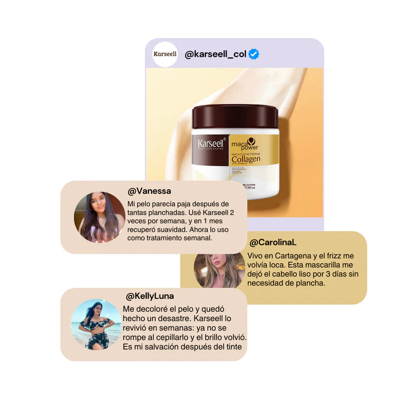 ¡50% HOY! KIT Mascarilla Capilar de Colágeno + Aceite Reparador ¡ÚLTIMAS UNIDADES!